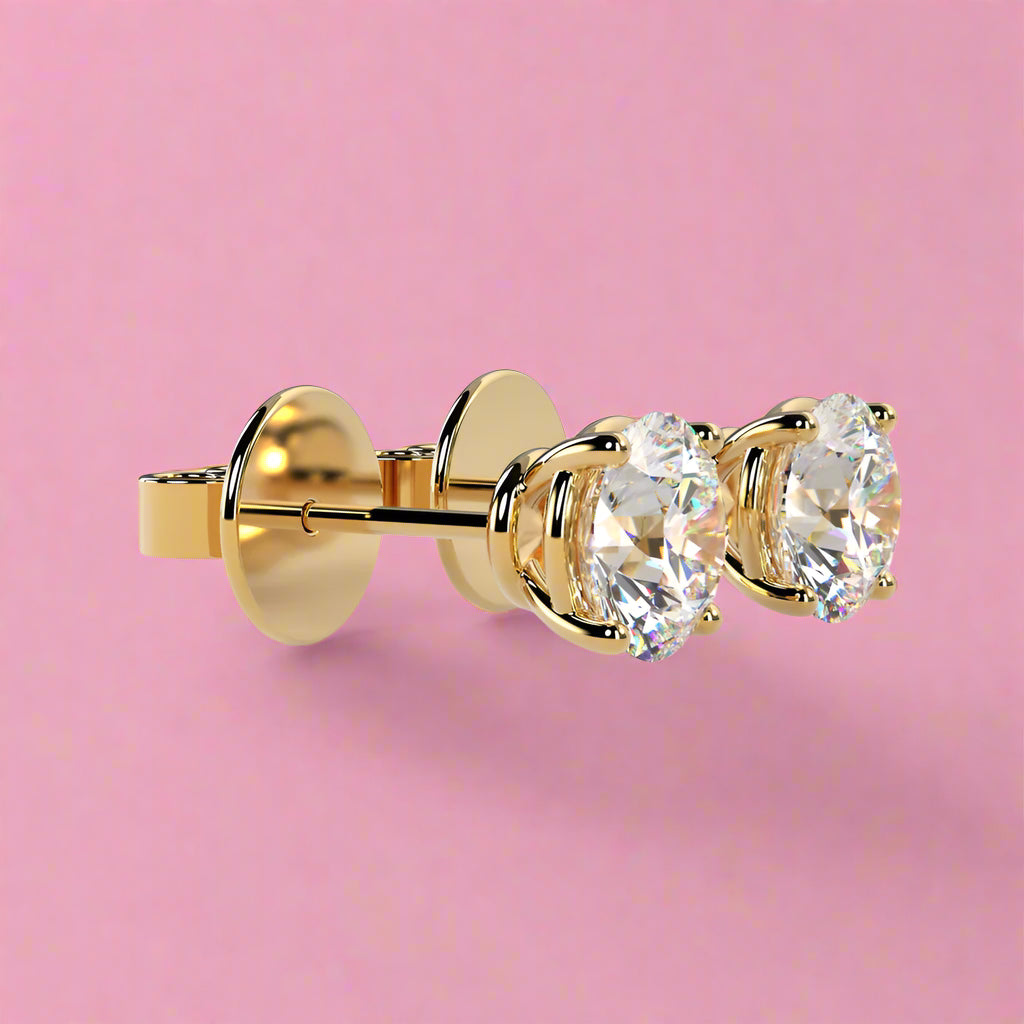 Round Lab Grown Diamond Each 4 Prong Diamond Studs