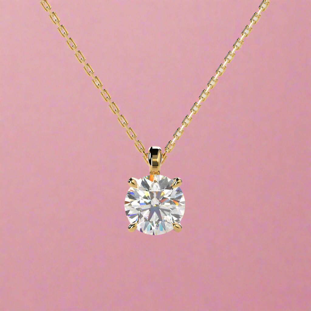 Round Lab Grown Diamond 2CT Solitaire Diamond Pendant