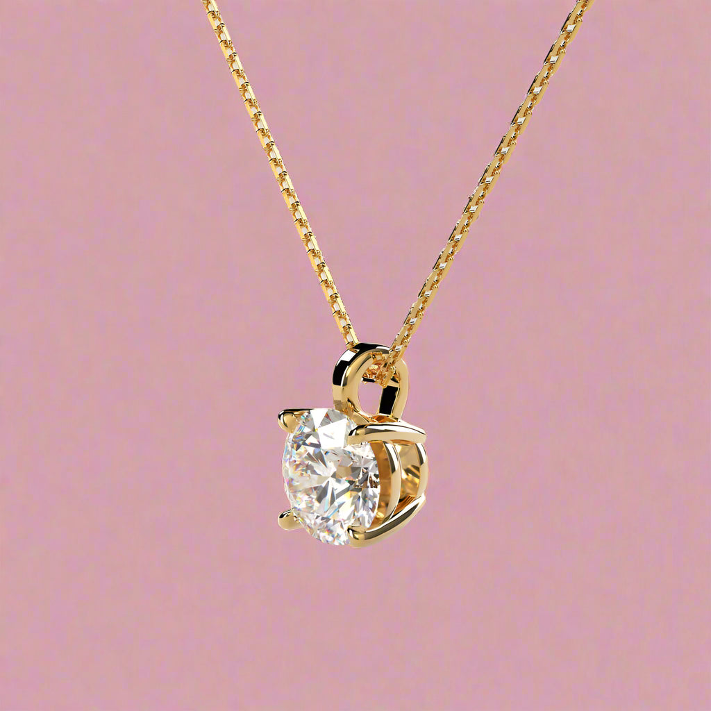 Round Lab Grown Diamond 2CT Solitaire Diamond Pendant