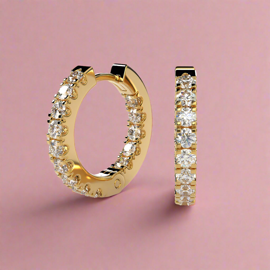 Round 2.65CT Lab Grown Diamond Hoop Earrings