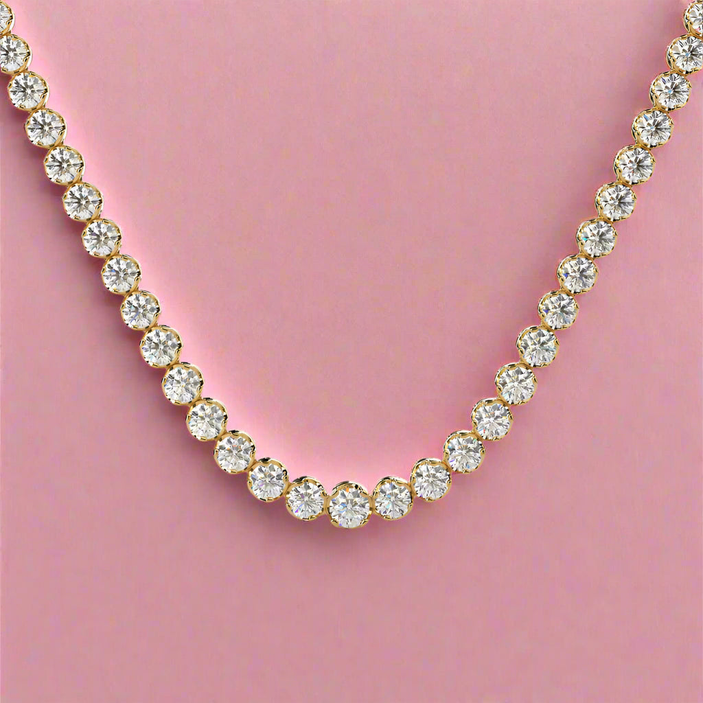 Round 10.86CT Lab Grown Graduating Tennis Necklace
