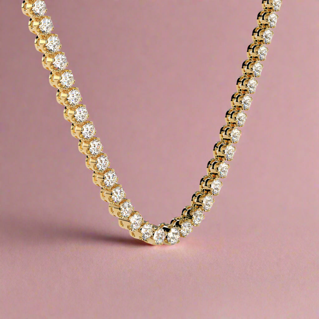 Round 10.86CT Lab Grown Graduating Tennis Necklace