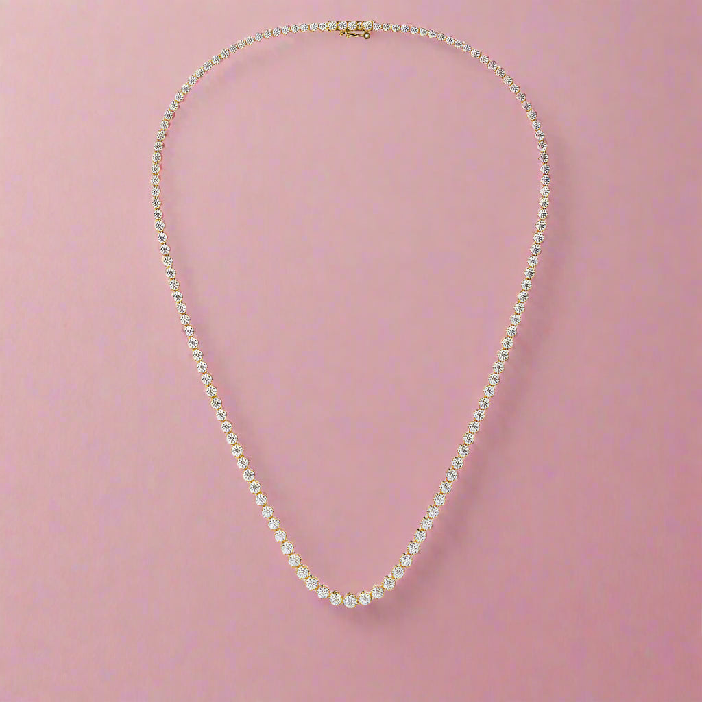 Round 10.86CT Lab Grown Graduating Tennis Necklace